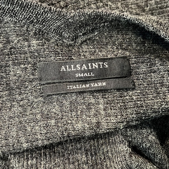 All Saints Dark Gray Kelsey V-Neck Asymmetrical Sweater S - Picture 7 of 8